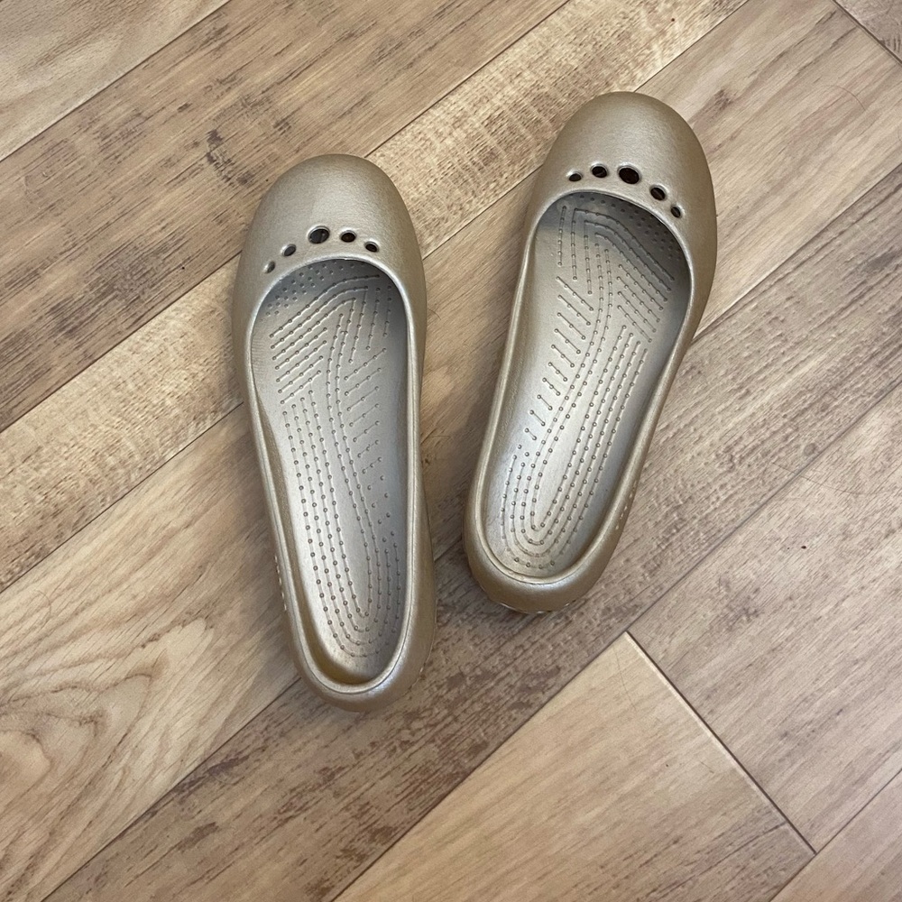 Gold Crocs Prima Ballet Flat size 7